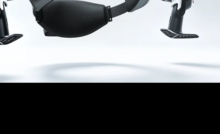 QUANXTA Zero family hardware render showing a VIO headband and two handheld grippers
